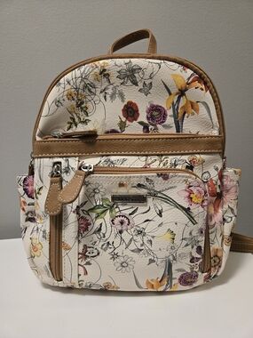 Mini Floral Backpack with Tan Trim by Multisac